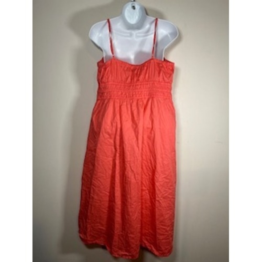 OLD NAVY Midi Dress L Petite‎ Coral Orange Smocked Empire Waist Summer Sundress - Picture 3 of 5